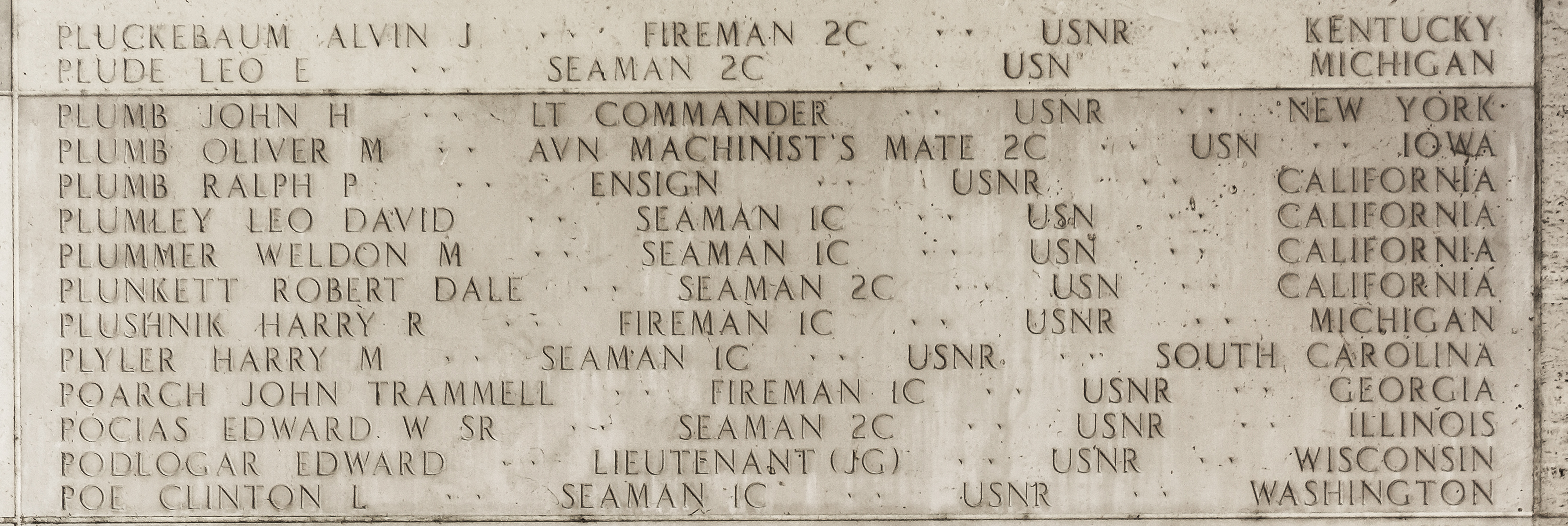 Harry M. Plyler, Seaman First Class